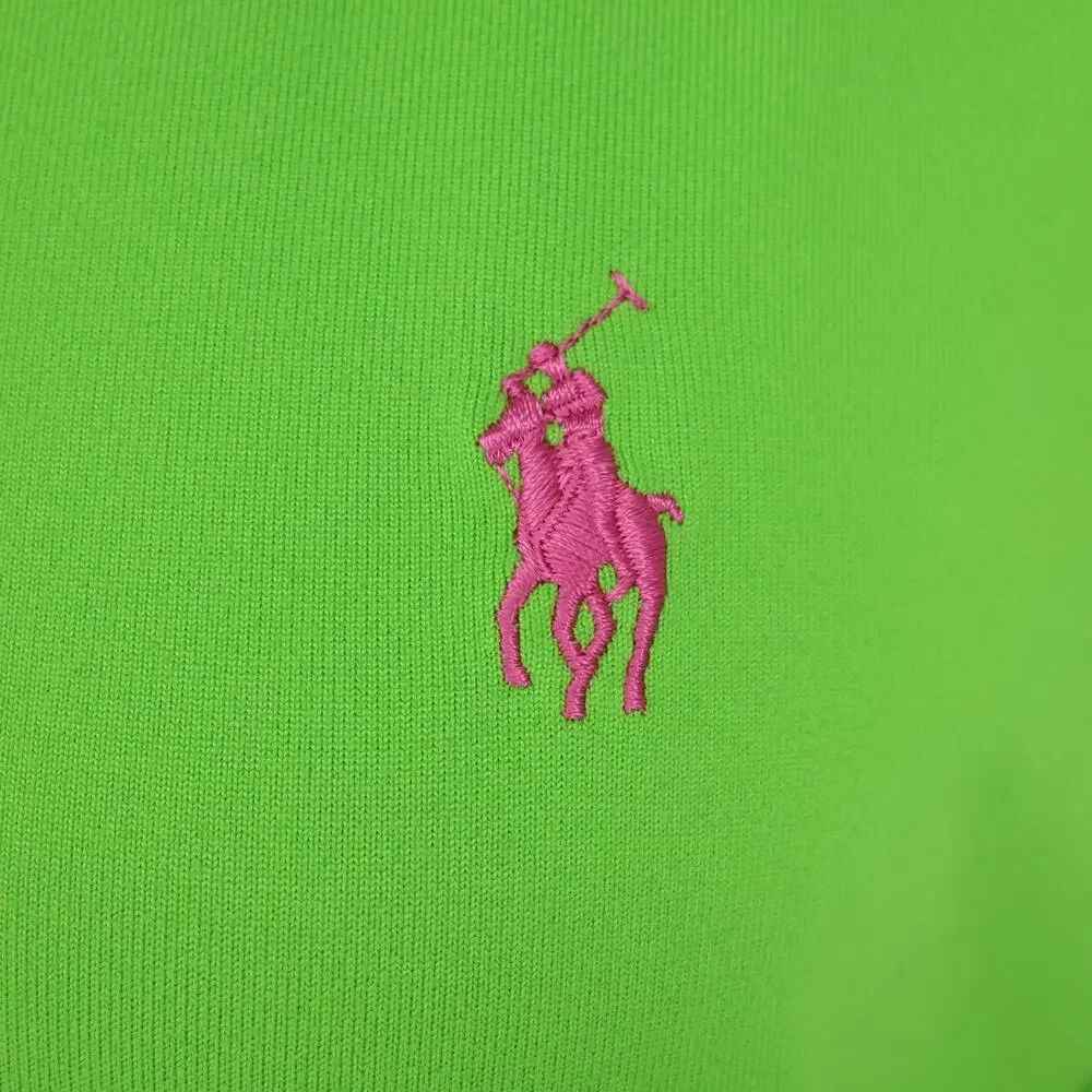 Polo Golf Ralph Lauren Top Womens Large Green Quarter Zip Mock Neck Small Pony - Picture 11 of 13